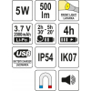 LATARKA ROBOCZA 500LM, LI-PO 3,7V 2000MAH, 3W1 YAT