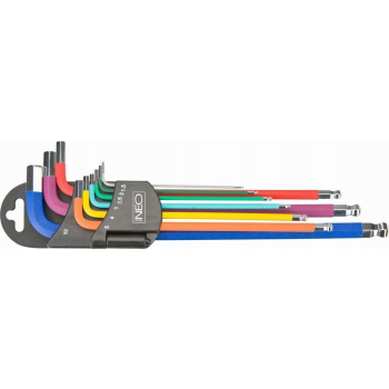 KLUCZE SZEŚCIOKĄTNE 1.5-10MM 9 SZTUK KOLOROWE NEO