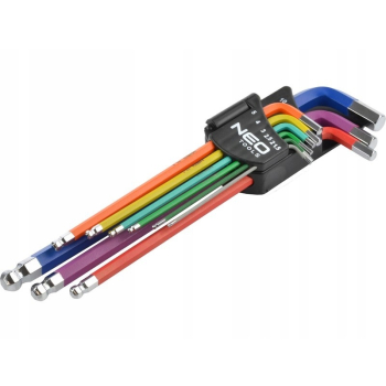 KLUCZE SZEŚCIOKĄTNE 1.5-10MM 9 SZTUK KOLOROWE NEO