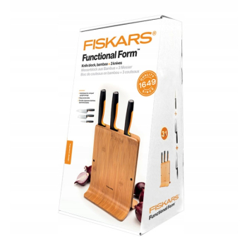 ZESTAW 3 NOŻY W BLOKU BAMBUSOWYM FISKARS