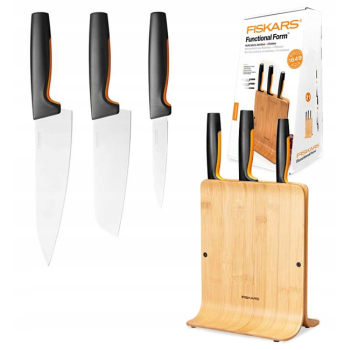 ZESTAW 3 NOŻY W BLOKU BAMBUSOWYM FISKARS