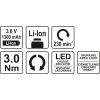 WKRĘTAK AKUMULATOROWY 3.6V 1.3 AH