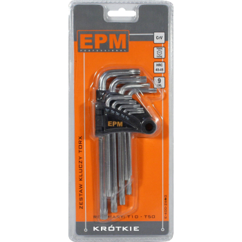 KOMPLET KLUCZY TORX TYP L T10-T50 9SZT. KRÓTKIE