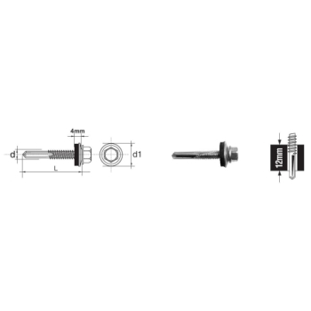 WKRĘT SAMOWIERTNY Z ŁBEM 6-KĄTNYM HWH 5.5*38MM Z EPDM 16MM