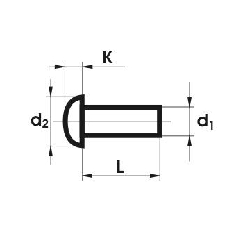 NIT ALUMINIOWY PEŁNY Z ŁBEM KULISTYM 6.0*20 MM