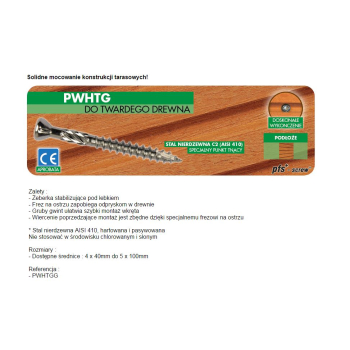 WKRĘT DO DREWNA TWARDEGO TROPIC C2 4.5*50MM T20