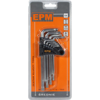 KOMPLET KLUCZY TORX TYP L T10-T50 9SZT. ŚREDNIE