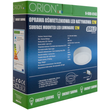 PANEL LED NATYNKOWY OKRĄGŁY BRILO 175MM, 12W, 960LM