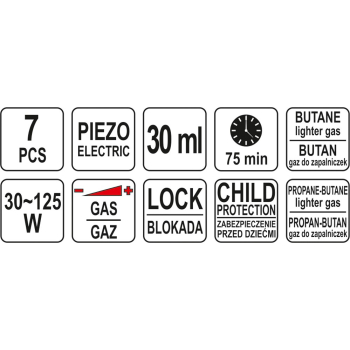 LUTOWNICA GAZOWA 3IN1 Z AKCESORIAMI Z ZAPŁONEM PIEZO
