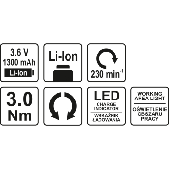 WKRĘTAK AKUMULATOROWY 3.6V 1.3 AH
