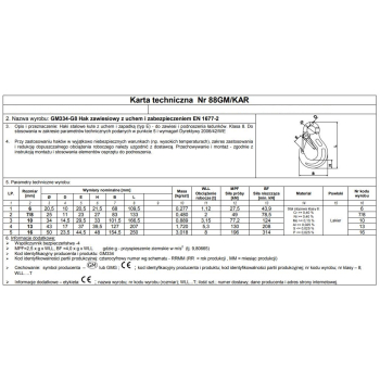 HAK ZAWIESIOWY Z UCHEM I ZABEZPIECZENIEM G8 10MM WLL 3.15T