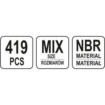 419 SZT ORINGÓW GUMOWYCH MIX