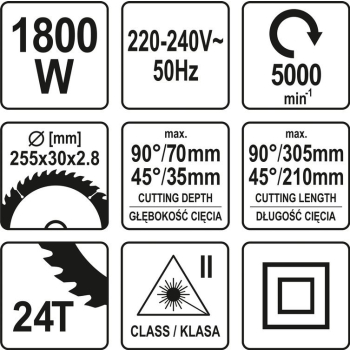 UKOŚNICA 225M 1800W Z LASEREM