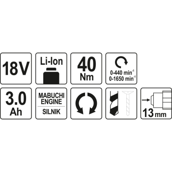 WIERTARKO-WKRĘTARKA 18V, 2 AKUMULATORY