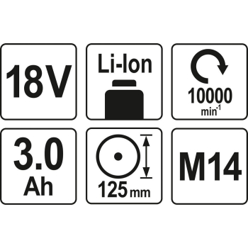 SZLIFIERKA KĄTOWA 125MM 18V 2X3AH