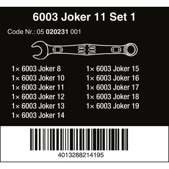 ZESTAW KLUCZY PŁASKO-OCZKOWYCH 6003 JOKER 11SZT.