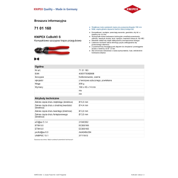SZCZYPCE TNĄCE PRZEGUBOWE COBOLT 160MM