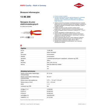 SZCZYPCE DO PRAC ELEKTROINSTALACYJNYCH IZOLOWANE 200MM