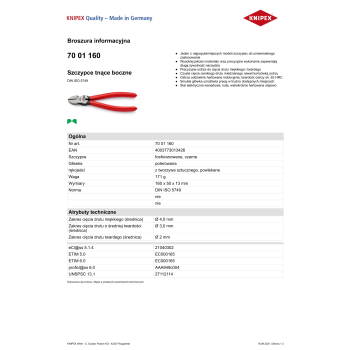 SZCZYPCE TNĄCE BOCZNE 160MM