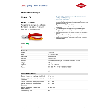 SZCZYPCE TNĄCE BOCZNE X-CUT 160MM,WYSOKIE PRZEŁOŻENIE DŹWIGN