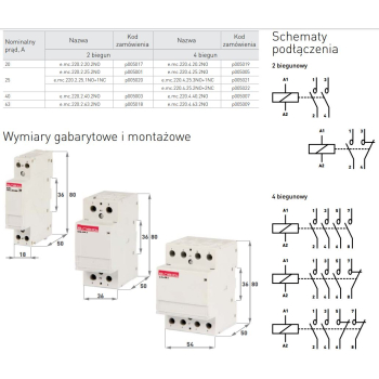 STYCZNIK MODUŁOWY E.MC.220.4.25.4NO 4P 25A 4NO
