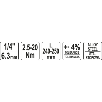 KLUCZ DYNAMOMETRYCZNY 1/4'' 2.5-20NM