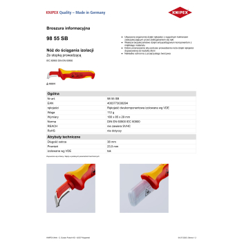 NÓŻ DO ŚCIĄGANIA IZOLACJI ZE STOPKĄ PROWADZĄCĄ 180MM