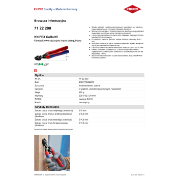 SZCZYPCE TNĄCE PRZEGUBOWE KOMPAKTOWE COBOLT 200MM