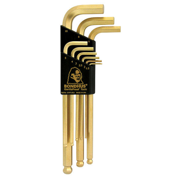 ZESTAW IMBUSÓW DŁUGICH Z KULKĄ 1.5-10MM,POKRYTE ZŁOTEM 9SZT.