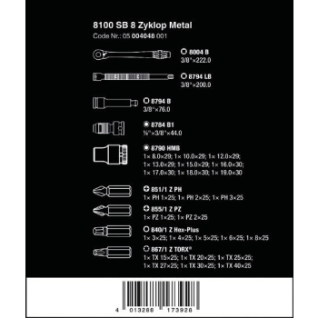 ZESTAW KLUCZY NASADOWYCH 3/8''ZYKLOP METAL,+GRZECHOTKA 29CZ.