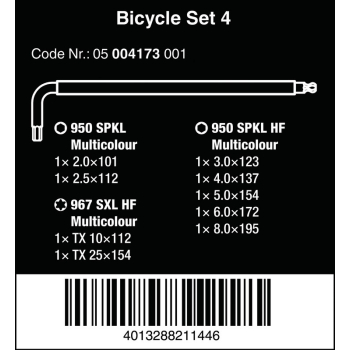 ZESTW KLUCZY TRZPIENIOWYCH BICYCLE SET 4, 9 CZĘŚĆ