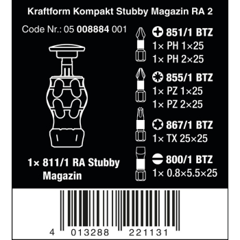 WKRĘTAK KRAFTFORM KOMPAKT STUBBY MAGAZIN RA 2,  Z 6 BITAMI