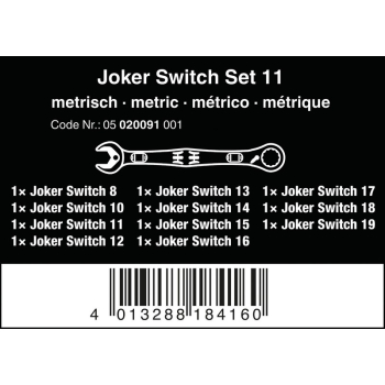 ZESTAW KLUCZY PŁASKO-OCZKOWYCH 6001 JOKER SWITCH 11SZT.