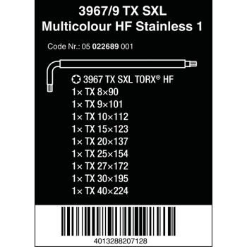 ZESTAW KLUCZY TRZPIENIOWYCH TORX 3967/9 TX SXL MULTICOLOUR