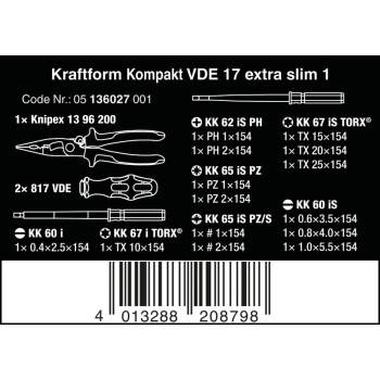ZESTAW KRAFTFORM KOMPAKT VDE 17 EXTRA SLIM 1, 16 CZĘŚĆ