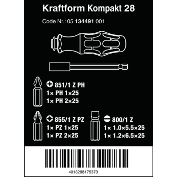 ZESTAW WKRĘTAKÓW KRAFTFORM KOMPAKT 28 Z ETUI, 6 CZĘŚĆ