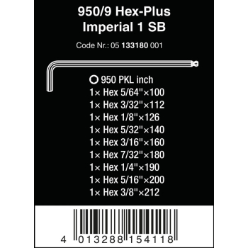 ZESTAW KLUCZY TRZPIENIOWYCH IMPERIAL Z KULKĄ HEX PLUS 9 CZ,