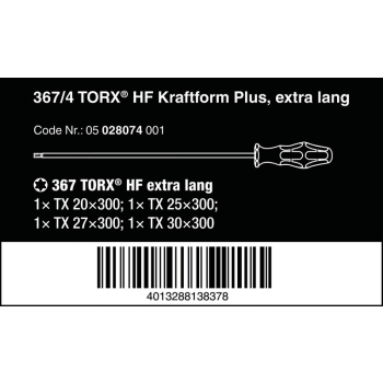 ZESTAW WKRĘTAKÓW KRAFTFORM TORX, TRZPIEŃ 300MM, 4SZT.