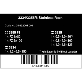ZESTAW WKRĘTAKÓW ZE STALI NIERDZEWNEJ + WIESZAK, 6 CZĘŚĆ