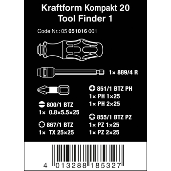ZESTAW WKRĘTAKÓW KRAFTFORM KOMPAKT TOOL FINDER+ETUI, 7CZ