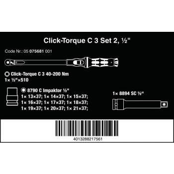 KLUCZ DYNAMOMETRYCZNY CLICK-TORQUE E C 3 SET 2, 40-200NM