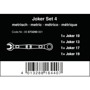 ZESTAW KLUCZY PŁASKO-OCZKOWYCH Z GRZECHOTKĄ 6000 JOKER 4SZT.