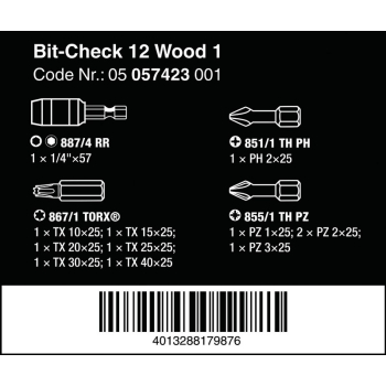 ZESTAW BITÓW BIT-CHECK 12 WOOD 1, 12CZ.