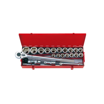 ZESTAW NASADEK 3/4'' 23 CZĘŚCI KRÓTKIE 6-KĄT.21-50MM+AKCES.