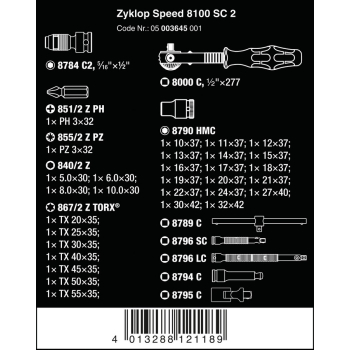 GRZECHOTKA ZYKLOP SPEED 1/2'' W ZESTAWIE METRYCZNYM, 37CZ.