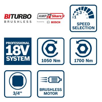 KLUCZ UDAROWY AKUMULATOROWY 3/4'' GDS 18V-1050H 0*AH